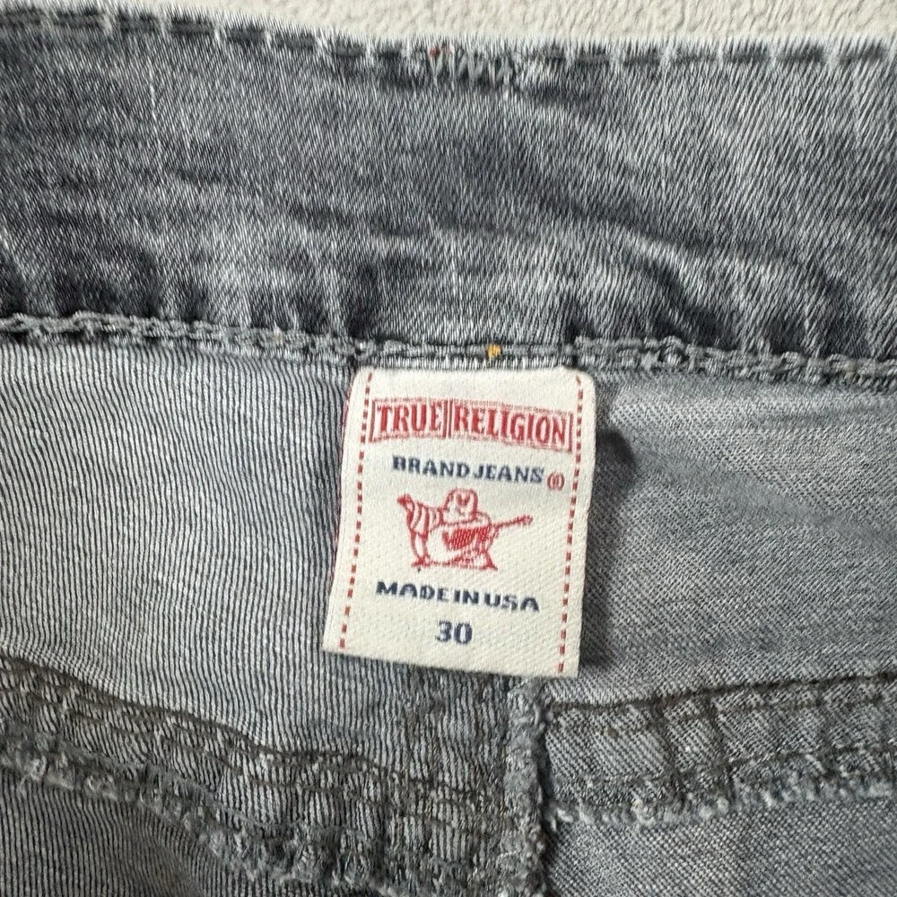 True religion Jackson gray Straight Jeans Orange Red White Stitching Made USA 30